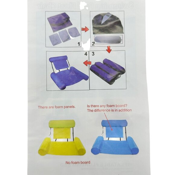 Pair of Inflatable Pool Float Chair With Adjustable Backrest Blue NIP - Picture 7 of 7